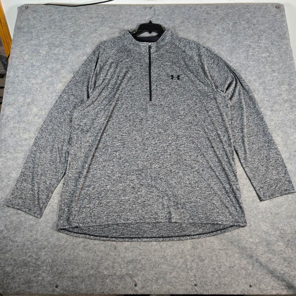 Under Armour Mens Grey HeatGear Space Dye 1/4 Zip Pullover 4XL